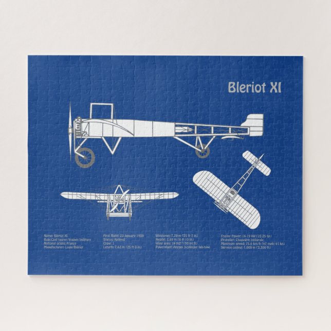 Puzzle Bleriot XI - Plan de dessin plan d'avion ABD (Horizontal)