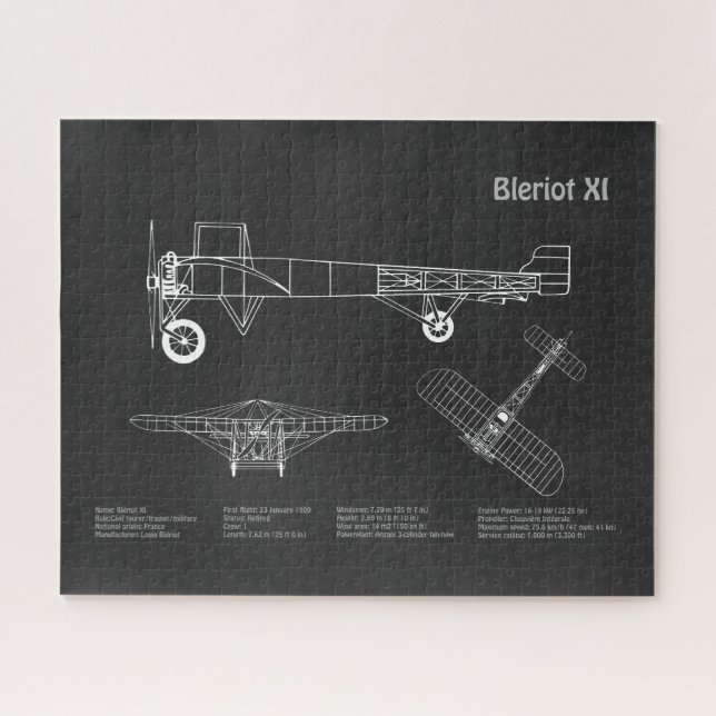Puzzle Bleriot XI - Plans de dessin du plan directeur de  (Horizontal)