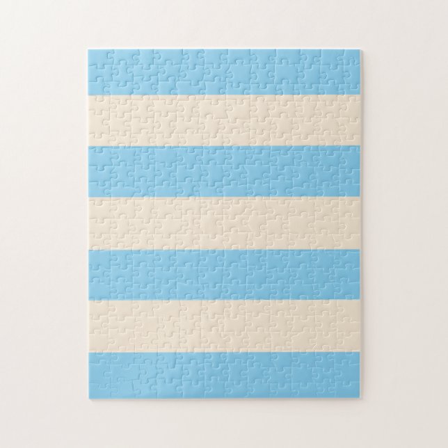 Puzzle Bleu bébé et rayures blanc antique (Vertical)