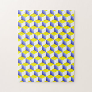 Puzzle Bleu clair jaune blanc Ombré 3D Cubes de look