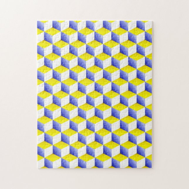 Puzzle Bleu clair jaune blanc Ombré 3D Cubes de look (Vertical)