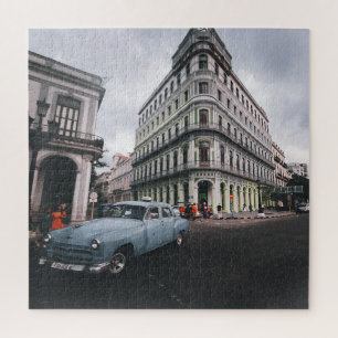 Puzzle Bleu Classic Vintage Car Cityscape