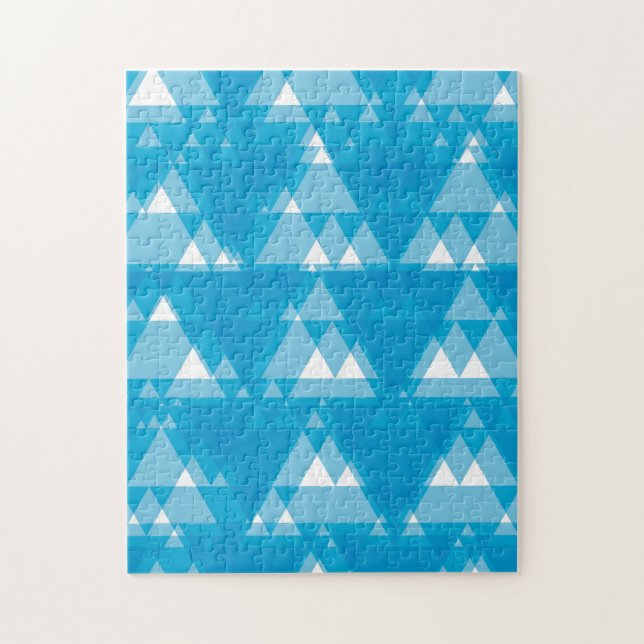 Puzzle Bleu, cool, moderne, triangles recouverts à la mod (Vertical)