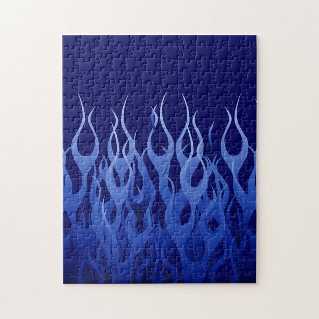 Puzzle Bleu cool sur Blue Racing Flames décorative (Vertical)