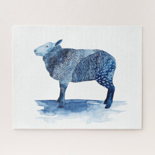 Puzzle Bleu de cobalt Animaux de ferme - Moutons