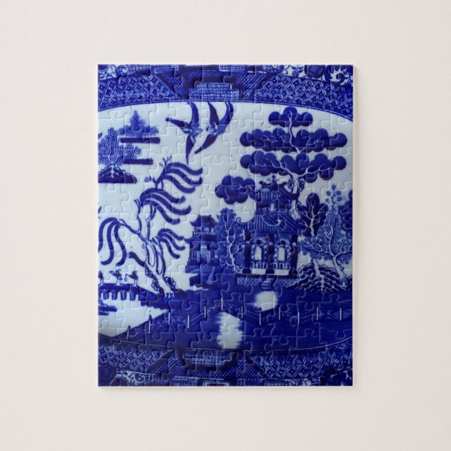 Puzzle bleu de la Chine de saule petit (Vertical)