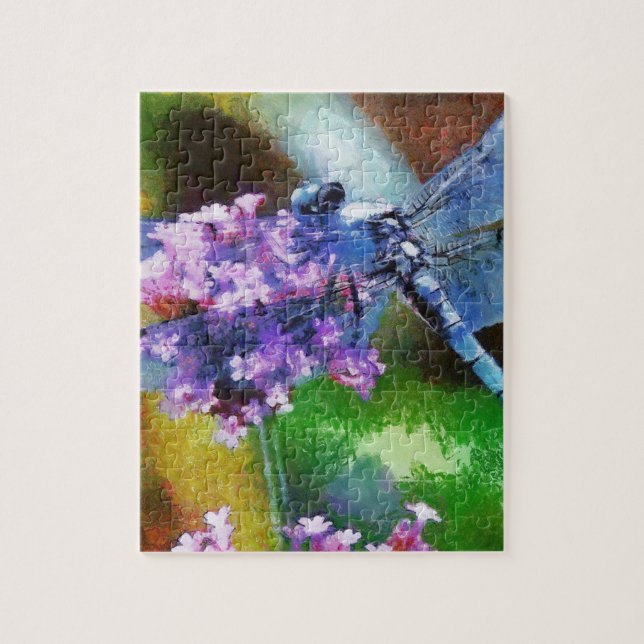 Puzzle Bleu dragonfly sur Garlic Dot Art sauvage (Vertical)
