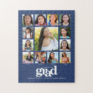 Puzzle Bleu Graduation K-12 Photo Collage Modern Bold