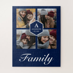 Puzzle Bleu Nuit 4 Photos Collage Famille Nom