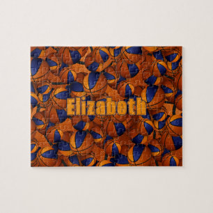 Puzzle bleu orange basket filles garçons équipe couleurs