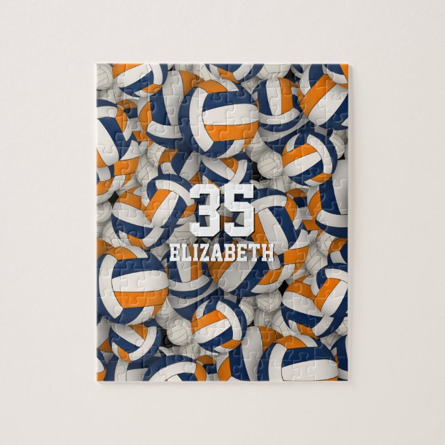 Puzzle bleu orange équipe couleurs filles garçons volley (Vertical)