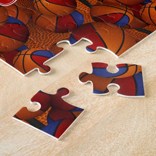 Puzzle bleu rouge basketball filles garçons équipe couleu (Côté)
