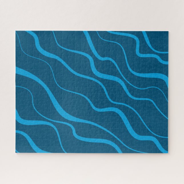 Puzzle Bleu, simple, moderne, cool vague abstraction (Horizontal)