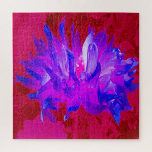 Puzzle Bleu violet étonnant et rose chaud cactus Dahlia
