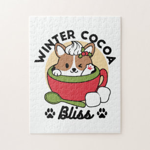 Puzzle Bliss de cacao d'hiver - Chien mignon en mode Mug