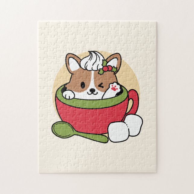 Puzzle Bliss de cacao d'hiver - Chien mignon en mode Mug (Vertical)