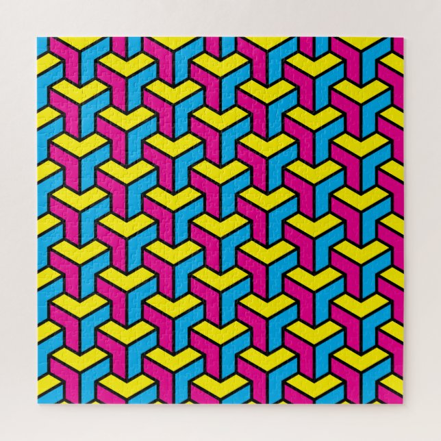 Puzzle Bloc d'illusion géométrique CMYK en gras (Vertical)