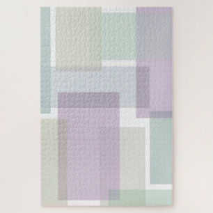 Puzzle Blocs Pastel Retro Lavender Vert Bleu Abstrait