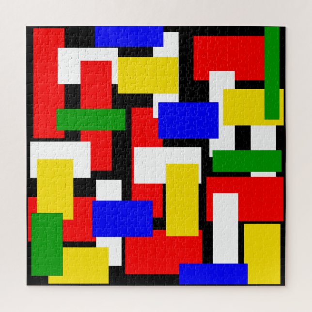 Puzzle Blocs rouge, jaune, noir, bleu et vert (Vertical)