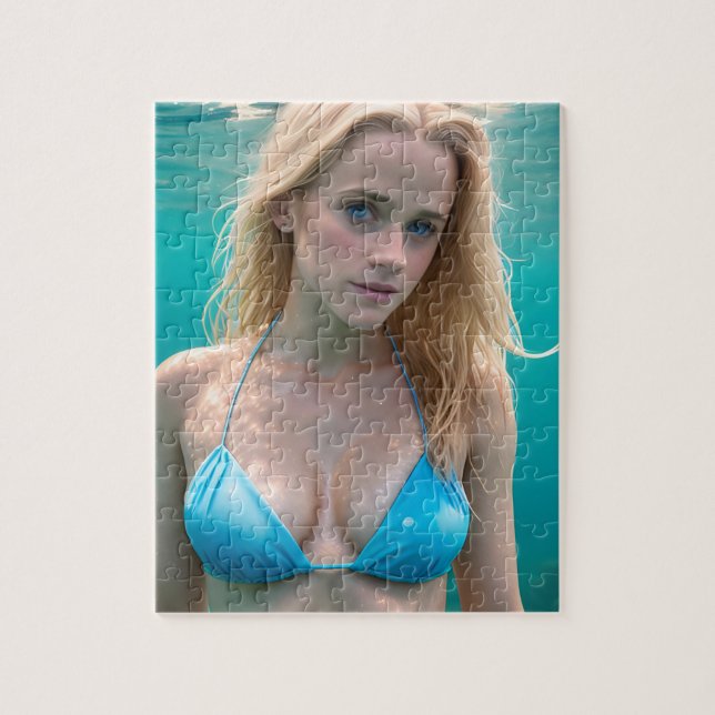 Puzzle Blond dans une photo sous-marine en bikini (Vertical)