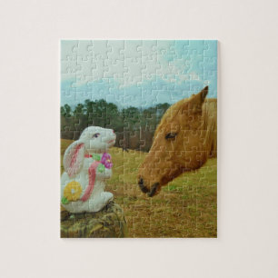 Puzzle Blond Jaune cheval & Bunny de Pâques