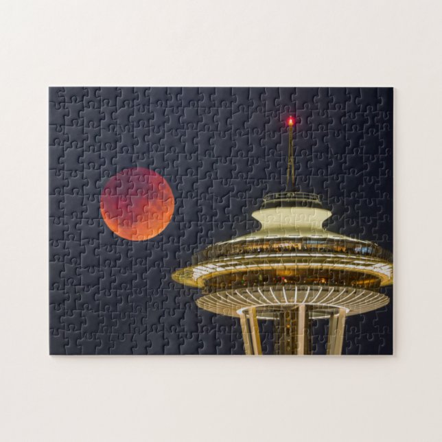 Puzzle Blood Moon | Aiguille de l'espace de Seattle (Horizontal)