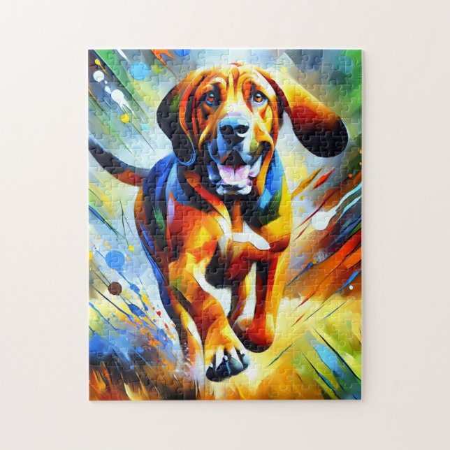 Puzzle Bloodhound Chien Acrylique Art Imprimer Cadeau Amo (Vertical)