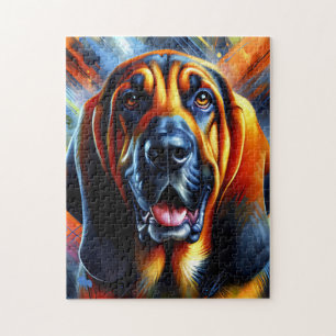 Puzzle Bloodhound Chien Portrait Acrylique Art Print Chie
