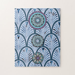 Puzzle Blue Aqua Purple 3 Mandala Personalized