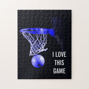 Puzzle Blue Basketball - Sports Illustration Art