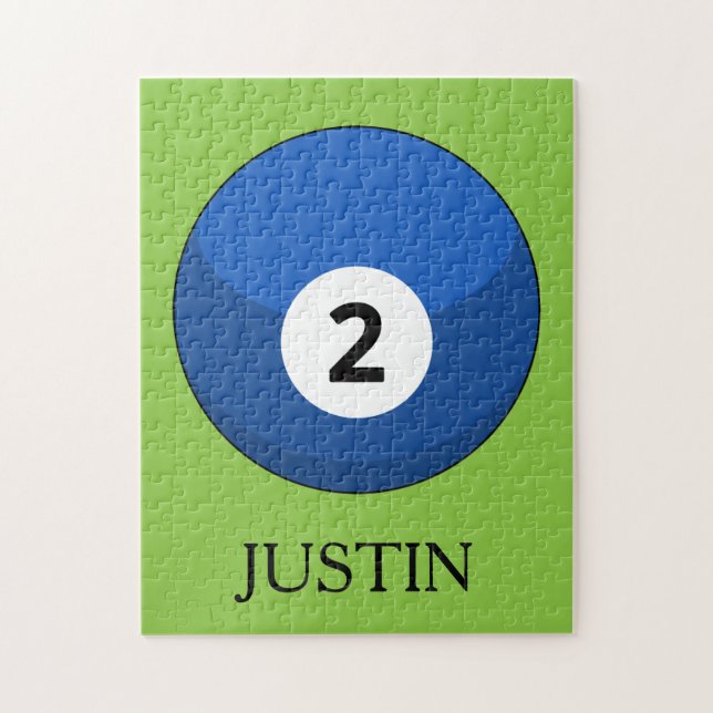 Puzzle Blue Billiard Ball Numéro Deux Personnaliser (Vertical)