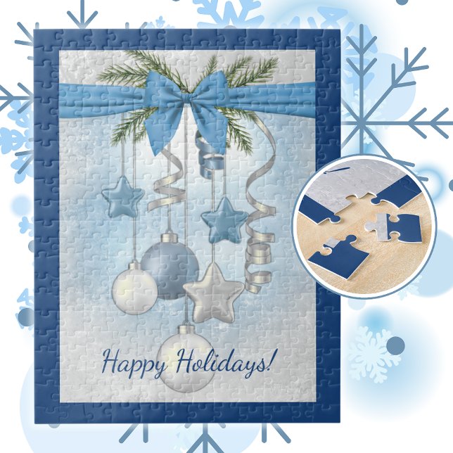 Puzzle Blue Christmas Multiple Ornaments 11"x14"  (Créateur téléchargé)