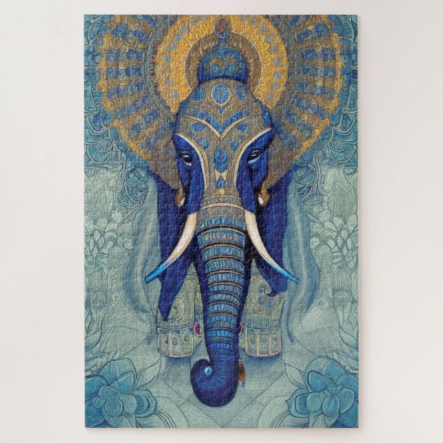 Puzzle Blue Elephant (Vertical)