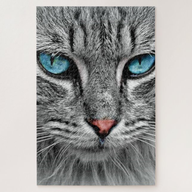 Puzzle Blue Eyed Cat Jigsaw Photo (Vertical)