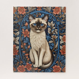 Puzzle Blue Eyed Siamese Chat William Morris Inspiré