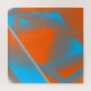 Puzzle Blue Grey Orange Ombre Géométrique Art Abstrait