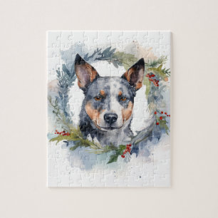 Puzzle Blue Heeler Christmas Wreath Festive Pup
