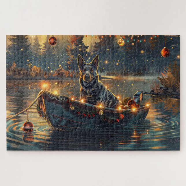 Puzzle Blue Heeler Noël Festive Voyage (Horizontal)