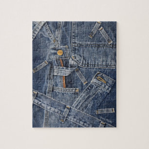 Puzzle Blue Jeans Denim Art Abstrait
