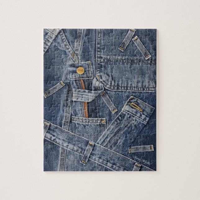 Puzzle Blue Jeans Denim Art Abstrait (Vertical)