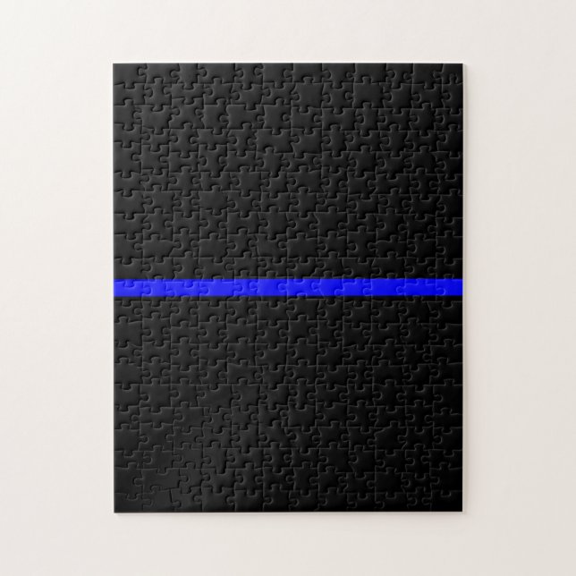 Puzzle Blue Line mince symbolique sur le noir solide (Vertical)