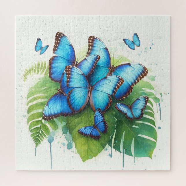 Puzzle Blue Morpho Butterflies Gathering REF256 - Waterco (Vertical)