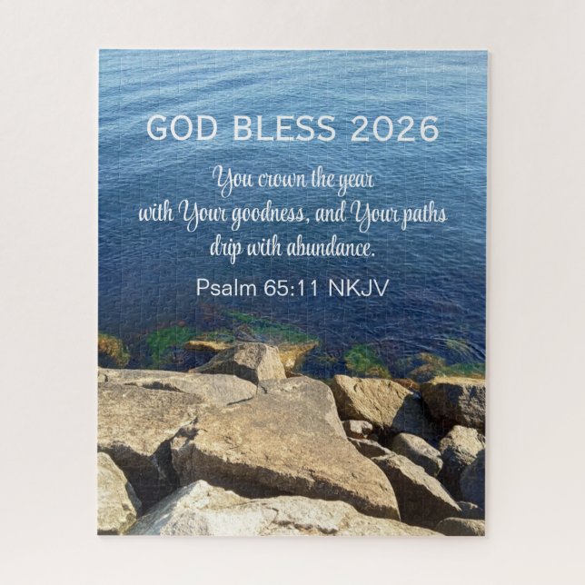 Puzzle Blue Ocean Photo Blessed New Year 2026 Christian (Vertical)