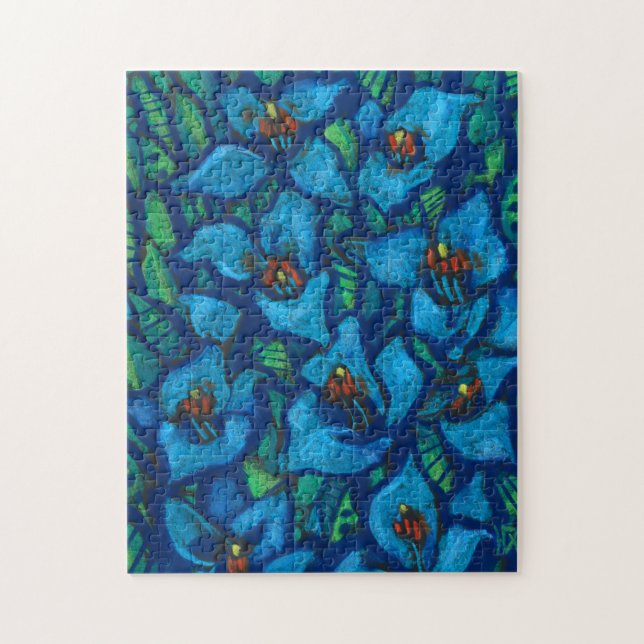 Puzzle Blue Puya Fleurs Exotiques Abstraite peinture flor (Vertical)