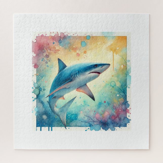 Puzzle Blue Shark 070824AREF119 - Watercolor (Vertical)