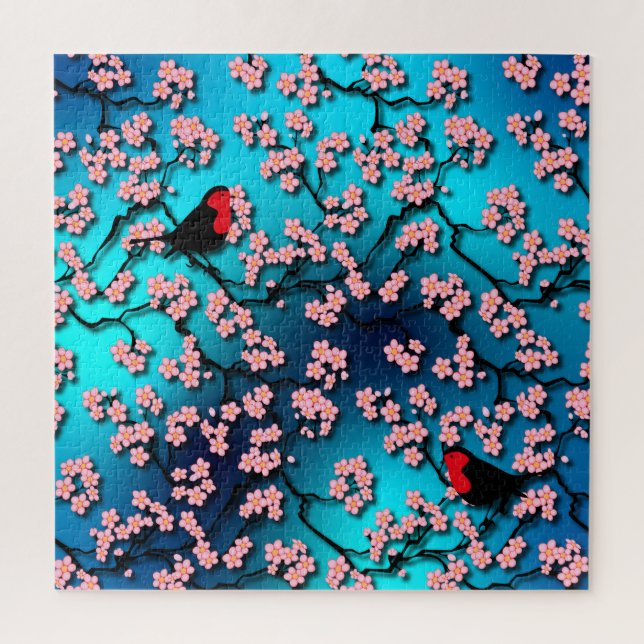 Puzzle Blue Sky Bird Cherry Blossom (Vertical)