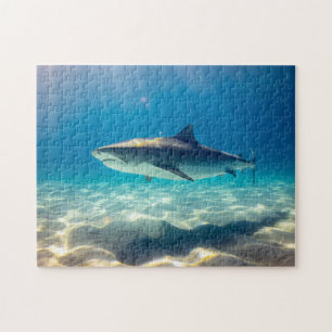 Puzzle Blue Wild Shark Swim Sable d'eau Réflexion mer