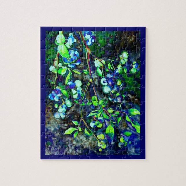 Puzzle Blueberry - green hue (Vertical)