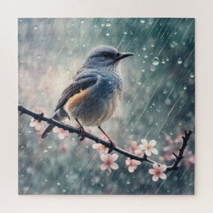 Puzzle Bluebird Dans Une Fenêtre Pluvieuse