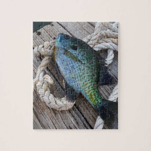 Puzzle bluegill on dock (Vertical)